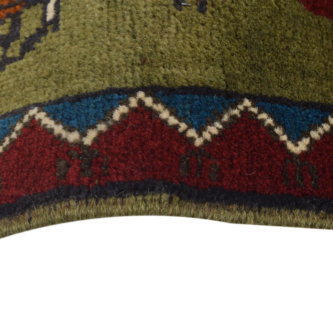 Green Afghan War Rug 2' 8" x 4' 1" Hand-Knotted | No. AL76119