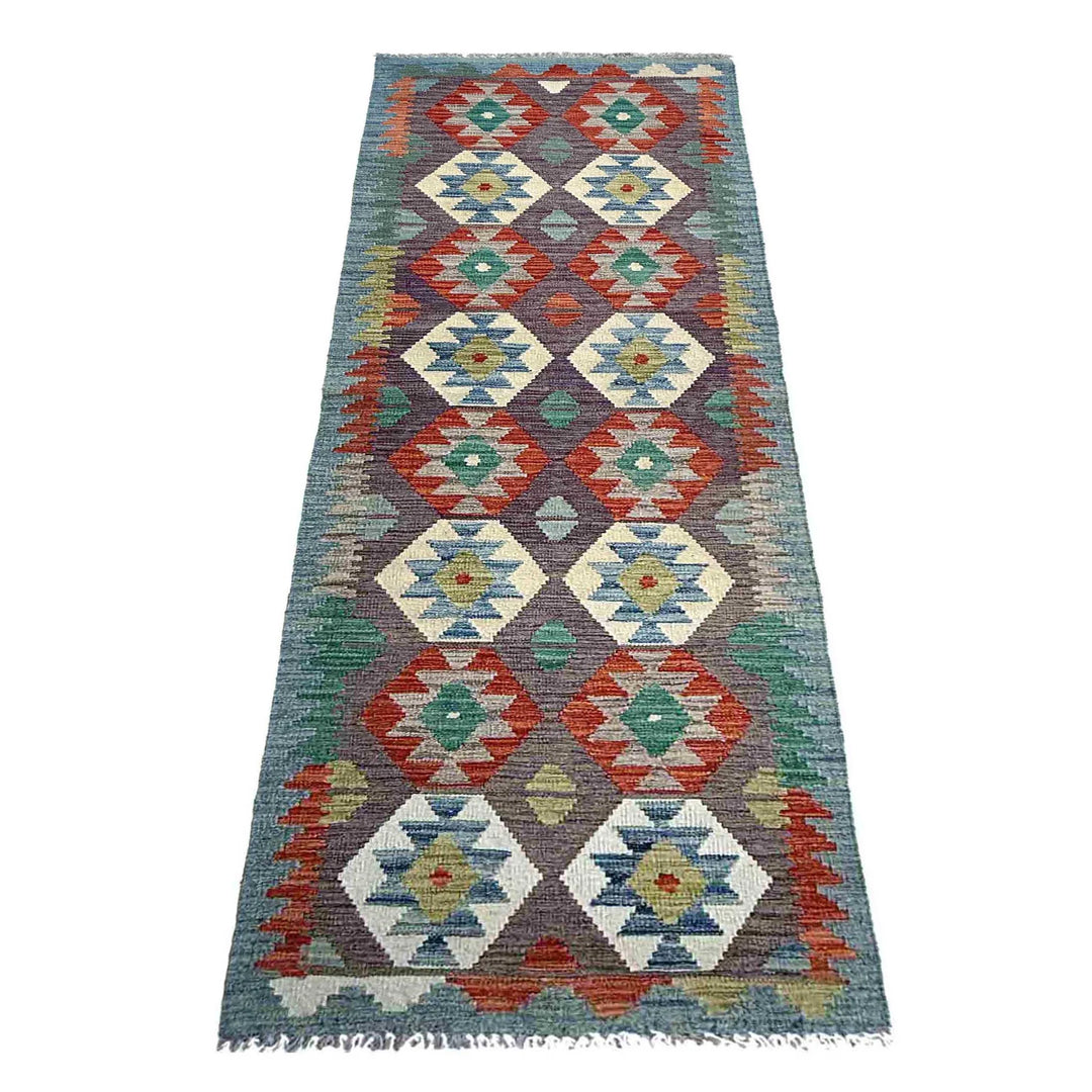 Afghan Vegetable Kilim Rug 2' 7" x 9' 4" Flat-Weave | No. AL76129