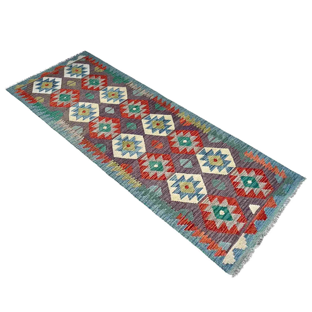 Afghan Vegetable Kilim Rug 2' 7" x 9' 4" Flat-Weave | No. AL76129