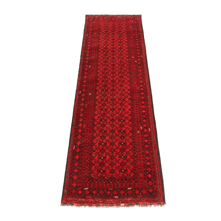 Red Afghan Khoja Roshnai Rug 2' 8" x 9' 5" Hand-Knotted | No. AL76171