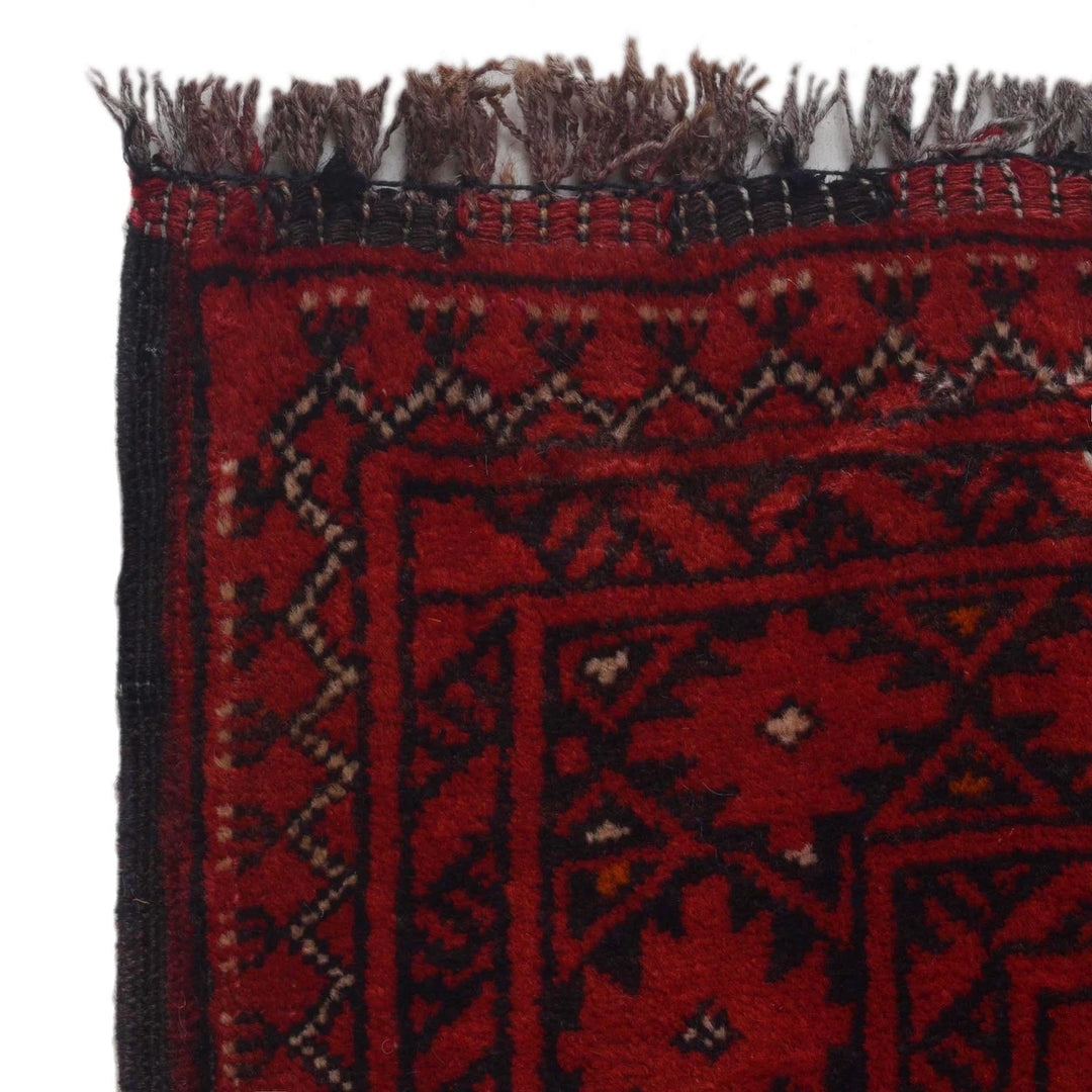 Red Afghan Khoja Roshnai Rug 2' 8" x 9' 5" Hand-Knotted | No. AL76171