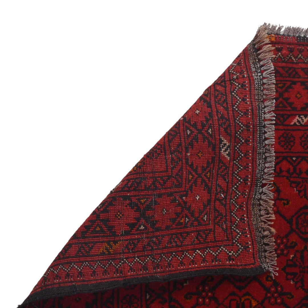 Red Afghan Khoja Roshnai Rug 2' 8" x 9' 5" Hand-Knotted | No. AL76171