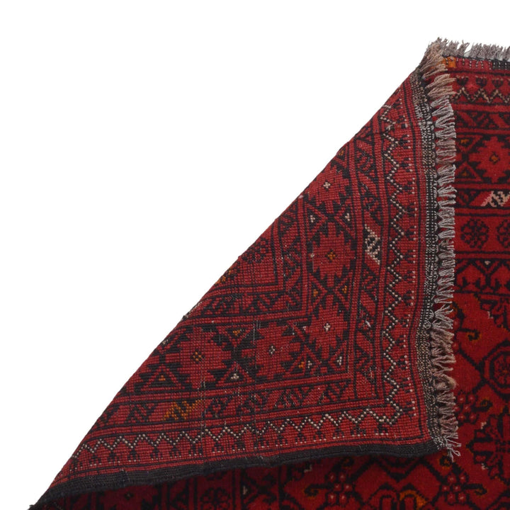 Red Afghan Khoja Roshnai Rug 2' 8" x 9' 5" Hand-Knotted | No. AL76171