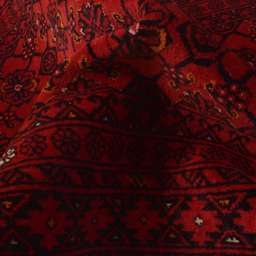 Red Afghan Khoja Roshnai Rug 2' 8" x 9' 5" Hand-Knotted | No. AL76171