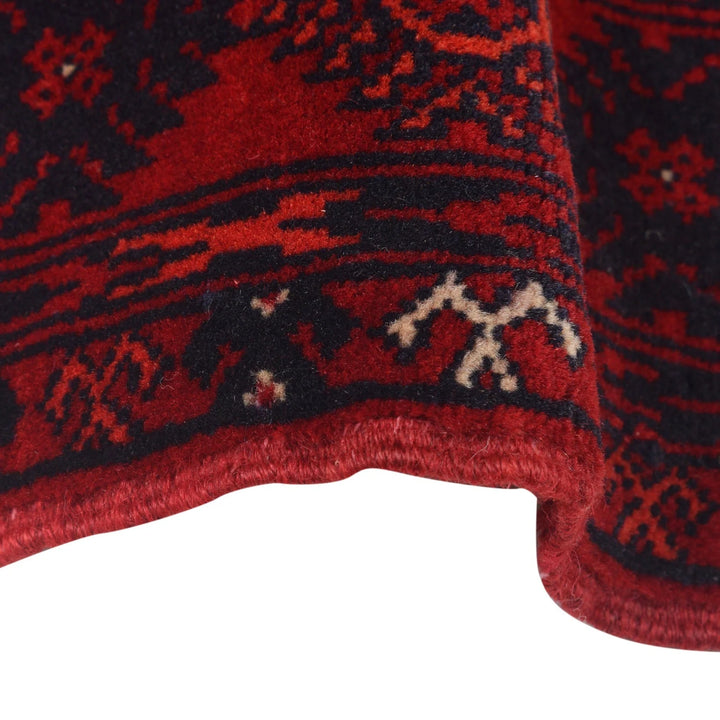 Red Afghan Bokhara Rug 2' 10" x 5' 8" Hand-Knotted | No. AL76212