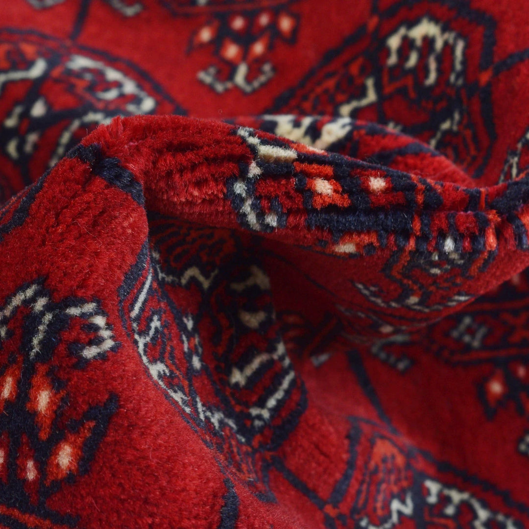 Red Afghan Bokhara Rug 2' 10" x 5' 8" Hand-Knotted | No. AL76212