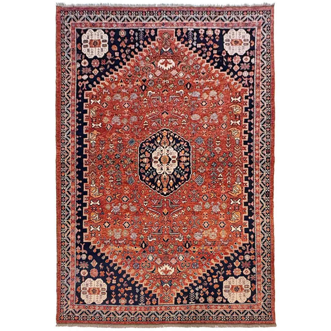 Red Afghan Shirazi Rug 8'2" x 11'1" Hand-Knotted | No. AL76242