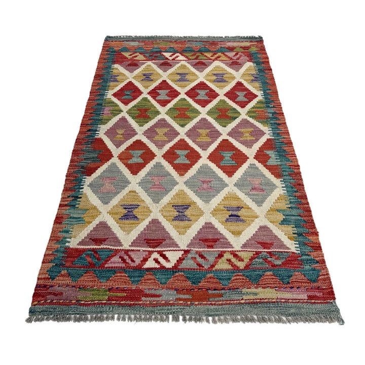 Afghan Vegetable Kilim Rug 2' 4" x 4' 3" Flat-Weave | No. AL763976