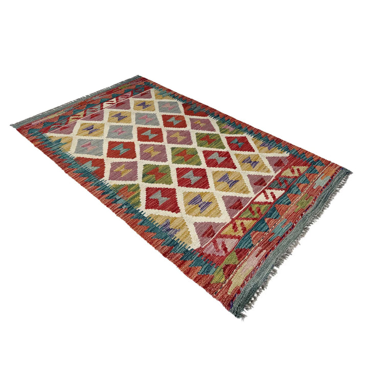 Afghan Vegetable Kilim Rug 2' 4" x 4' 3" Flat-Weave | No. AL763976
