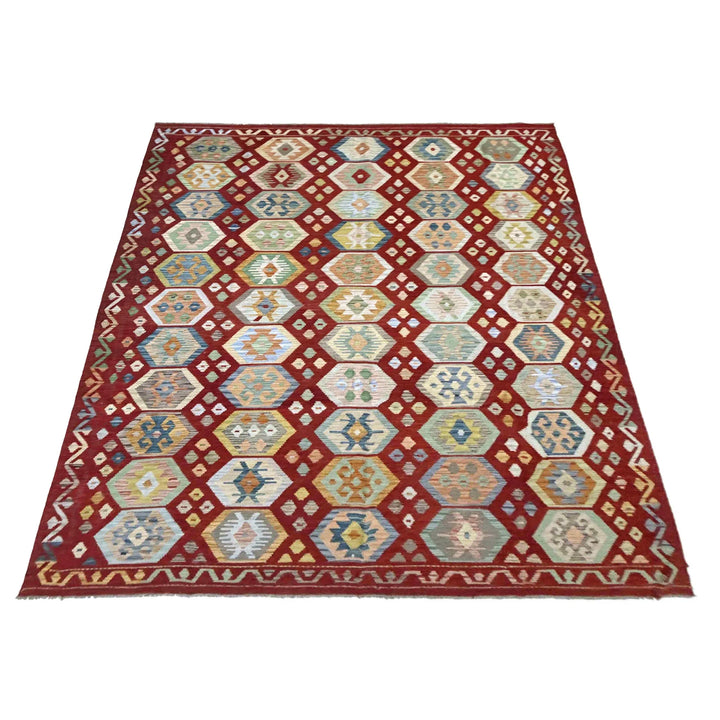 Afghan Vegetable Kilim Rug 8' 2" x 11' 7" Flat-Weave | No. AL764695