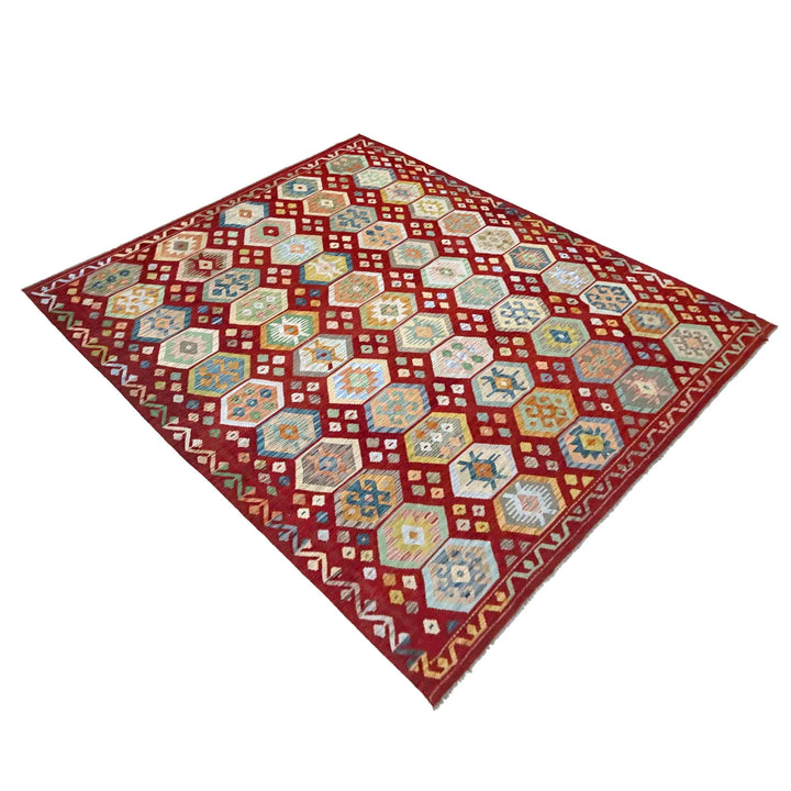 Afghan Vegetable Kilim Rug 8' 2" x 11' 7" Flat-Weave | No. AL764695