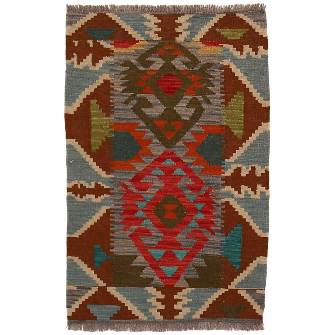 Afghan Chobi Kilim Rug 2' 0" x 3' 0" Flat-Weave | No. AL76503
