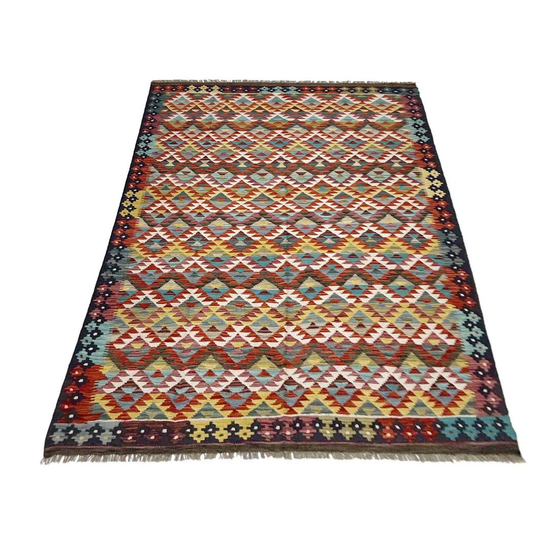 Afghan Vegetable Kilim Rug 6' 0" x 8' 2" Flat-Weave | No. AL765072