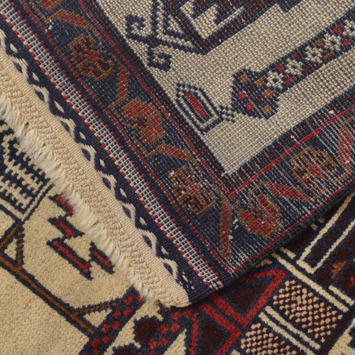 Beige Afghan Prayer Rug 2' 9" x 4' 7" Hand-Knotted | No. AL76521