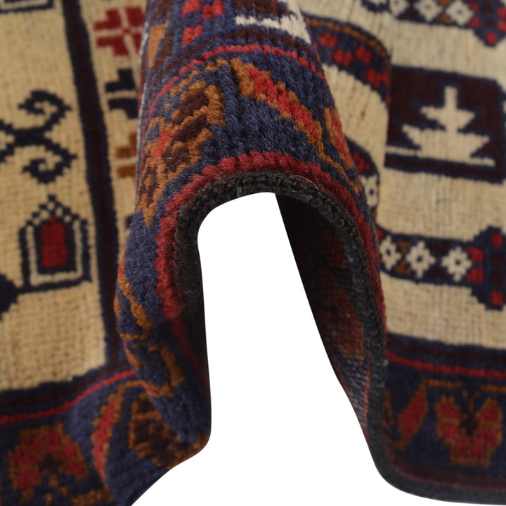 Beige Afghan Prayer Rug 2' 9" x 4' 7" Hand-Knotted | No. AL76521