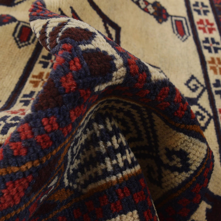 Beige Afghan Prayer Rug 2' 9" x 4' 7" Hand-Knotted | No. AL76521