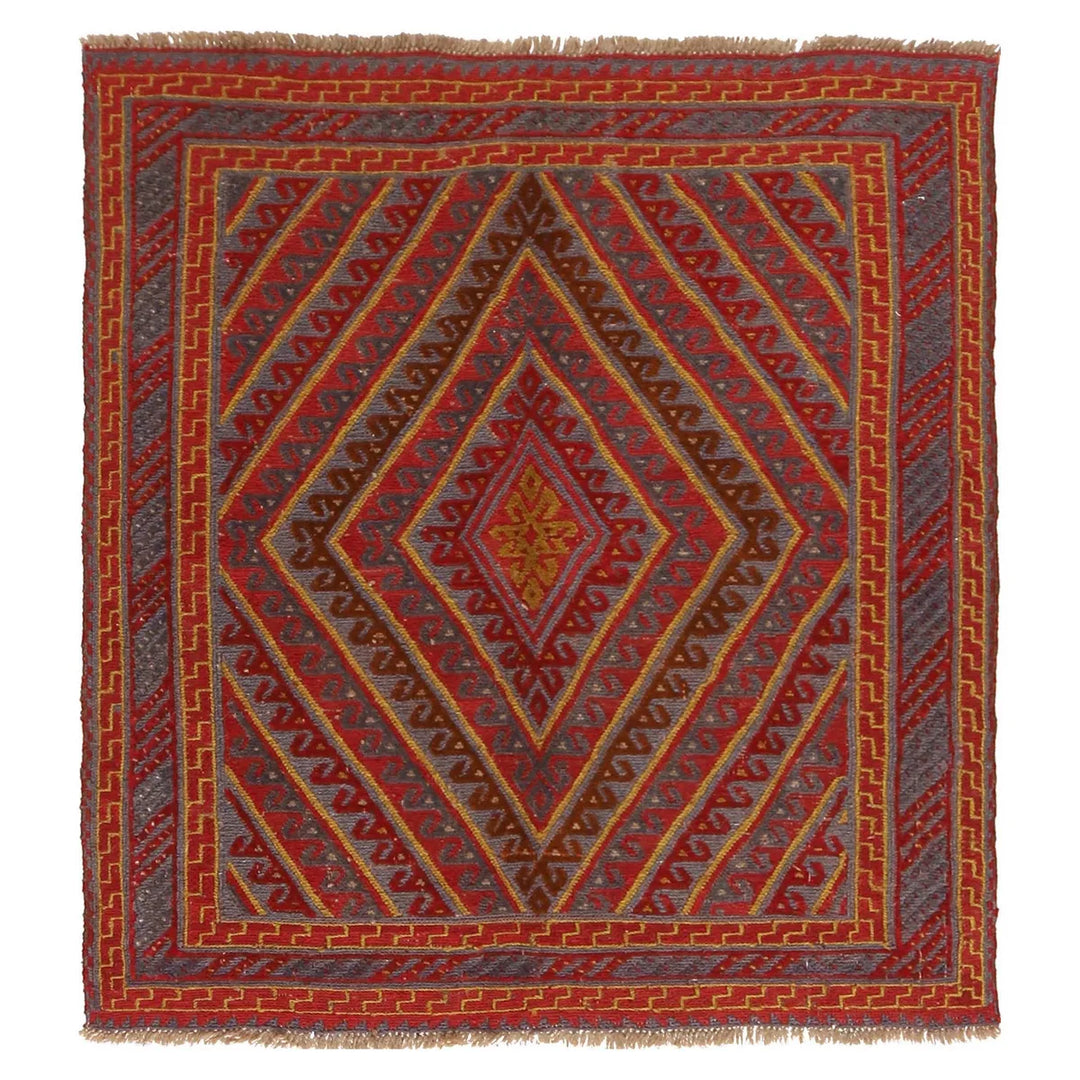 Afghan Mashwani Rug 3'11" x 4'1" Hand-Knotted | No. AL76536