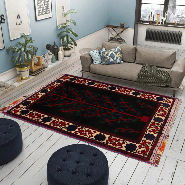 Afghan Baluchi Rug 2' 4" x 3' 9" Hand-Knotted | No. AL76565