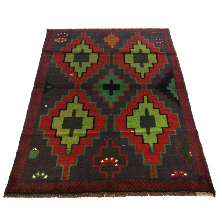 Afghan Baluchi Rug 4' 2" x 6' 3" Hand-Knotted | No. AL76598
