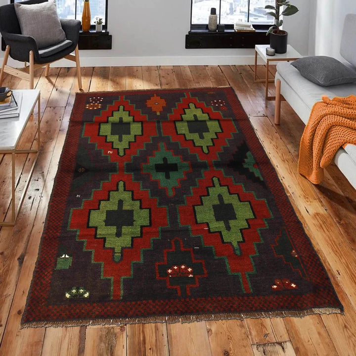Afghan Baluchi Rug 4' 2" x 6' 3" Hand-Knotted | No. AL76598
