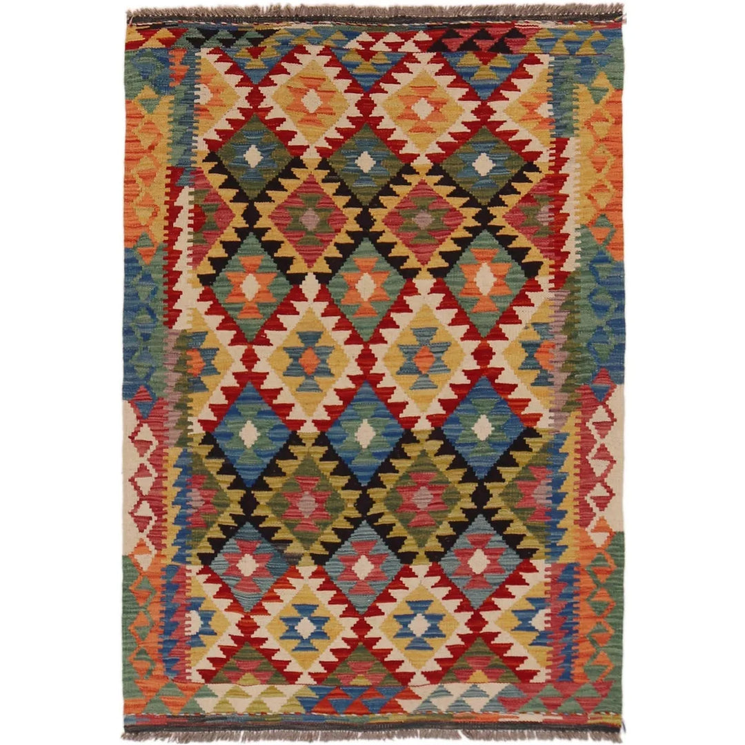 Afghan Chobi Kilim Rug 3' 5" x 5' 0" Flat-Weave | No. AL76675