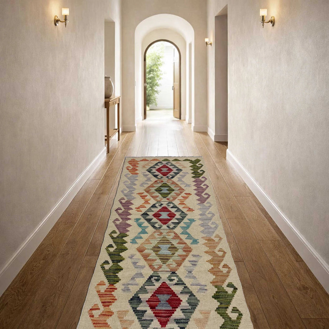 Afghan Vegetable Kilim Rug 1' 11" x 5' 7" Flat-Weave | No. AL767125