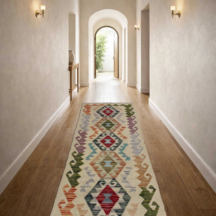 Afghan Vegetable Kilim Rug 1' 11" x 5' 7" Flat-Weave | No. AL767125