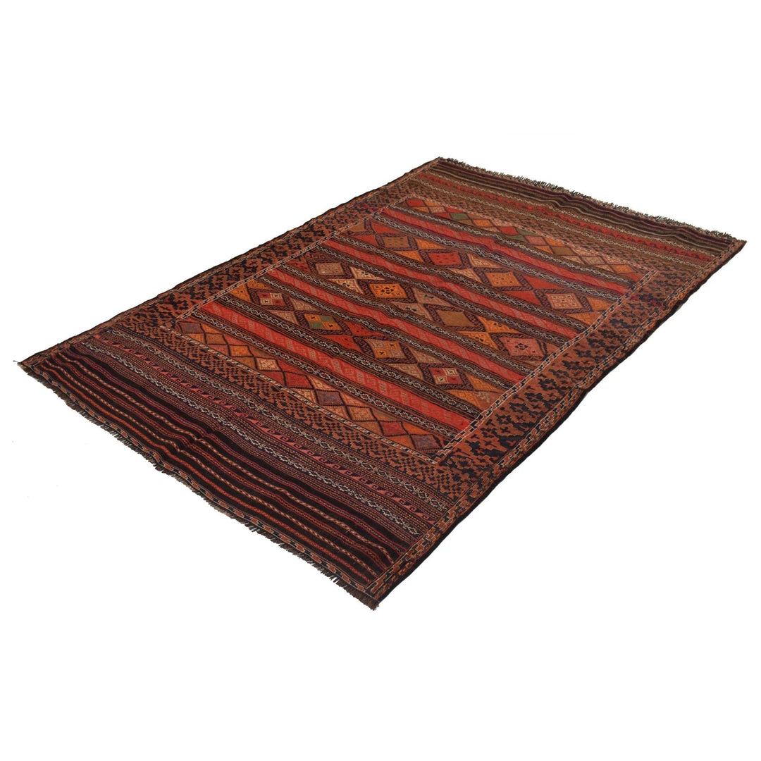 Afghan Kilim Rug 4' 6" x 6' 9" Flat-Weave | No. AL76743
