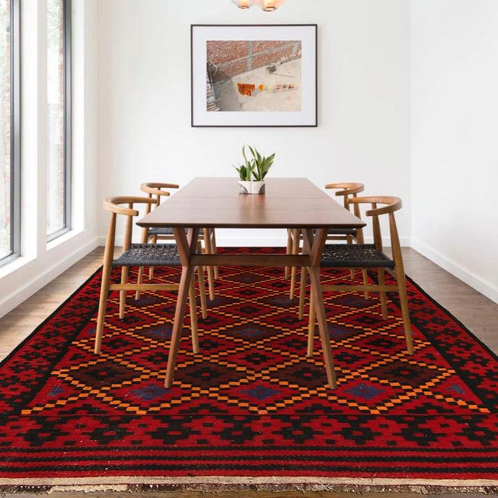 Afghan Kilim Rug 5' 7" x 9' 1" Flat-Weave | No. AL76746