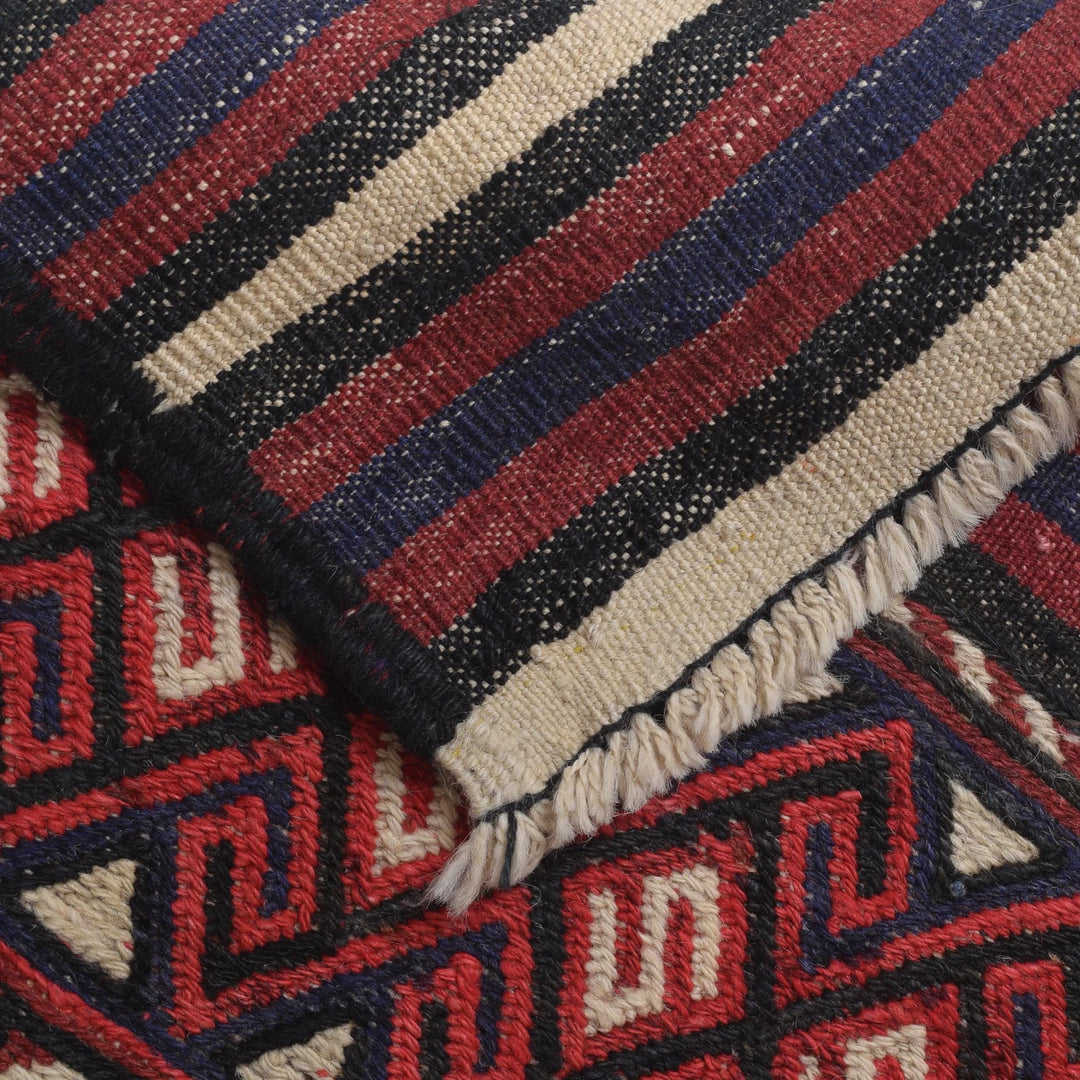 Beige Afghan Saghari Kilim Rug 3' 8" x 6' 1" Flat-Weave | No. AL76878