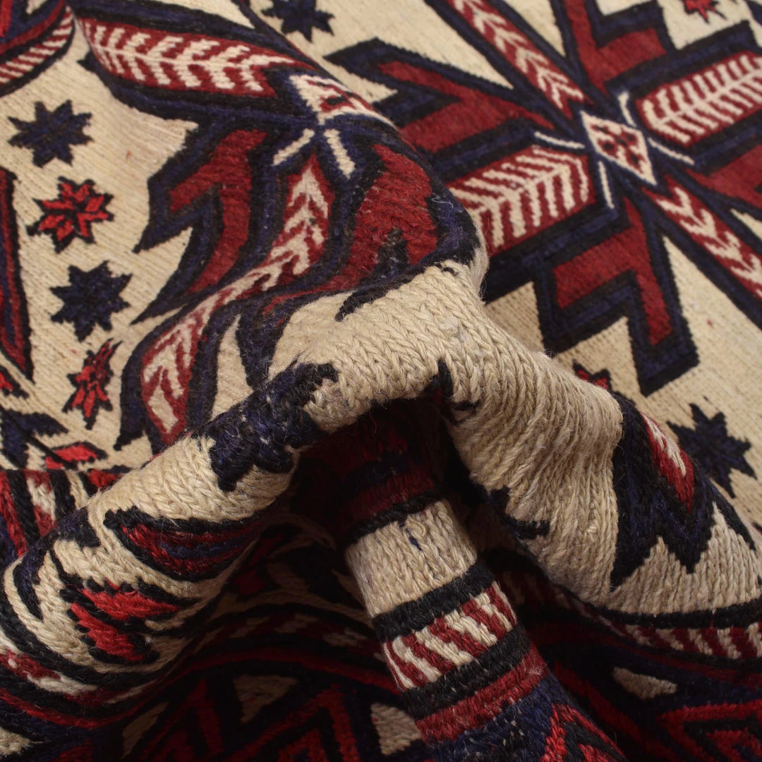Beige Afghan Saghari Kilim Rug 3' 8" x 6' 1" Flat-Weave | No. AL76878