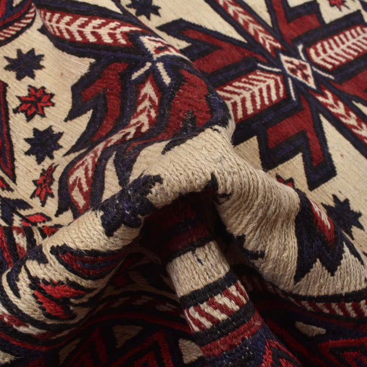 Beige Afghan Saghari Kilim Rug 3' 8" x 6' 1" Flat-Weave | No. AL76878