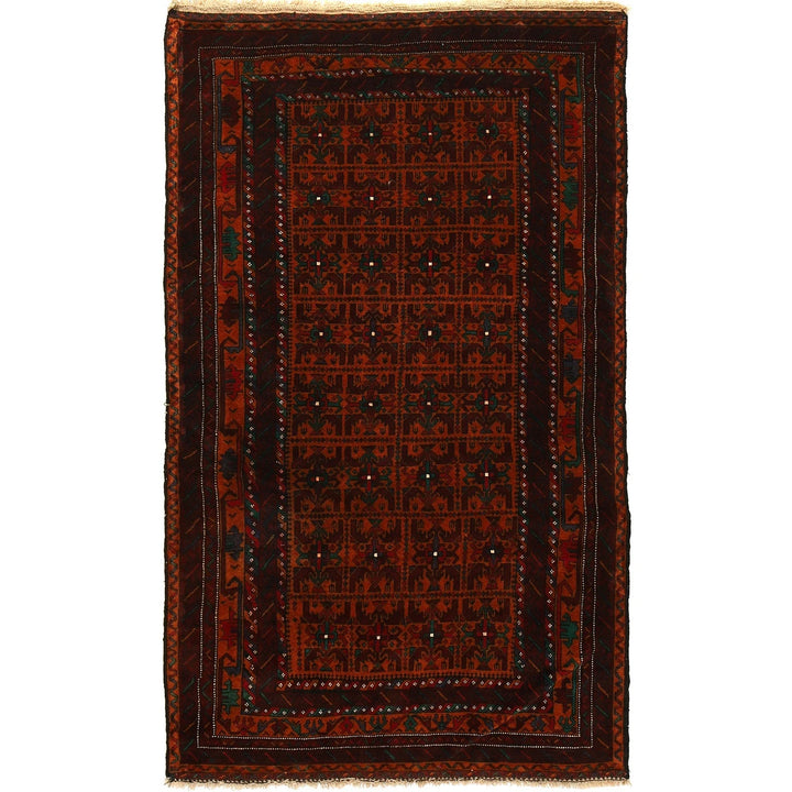 Orange Afghan Baluchi Rug 3' 11" x 6' 7" Hand-Knotted | No. AL76880