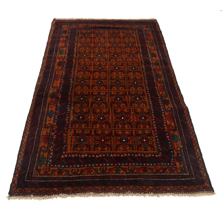 Orange Afghan Baluchi Rug 3' 11" x 6' 7" Hand-Knotted | No. AL76880