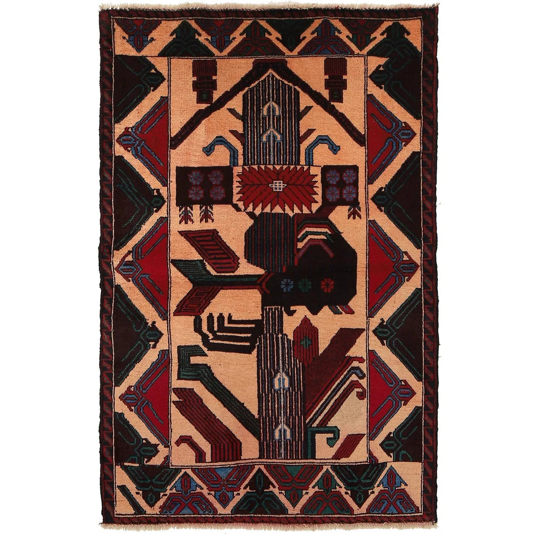 Afghan Baluchi Rug 3' 0" x 4' 8" Hand-Knotted | No. AL76936