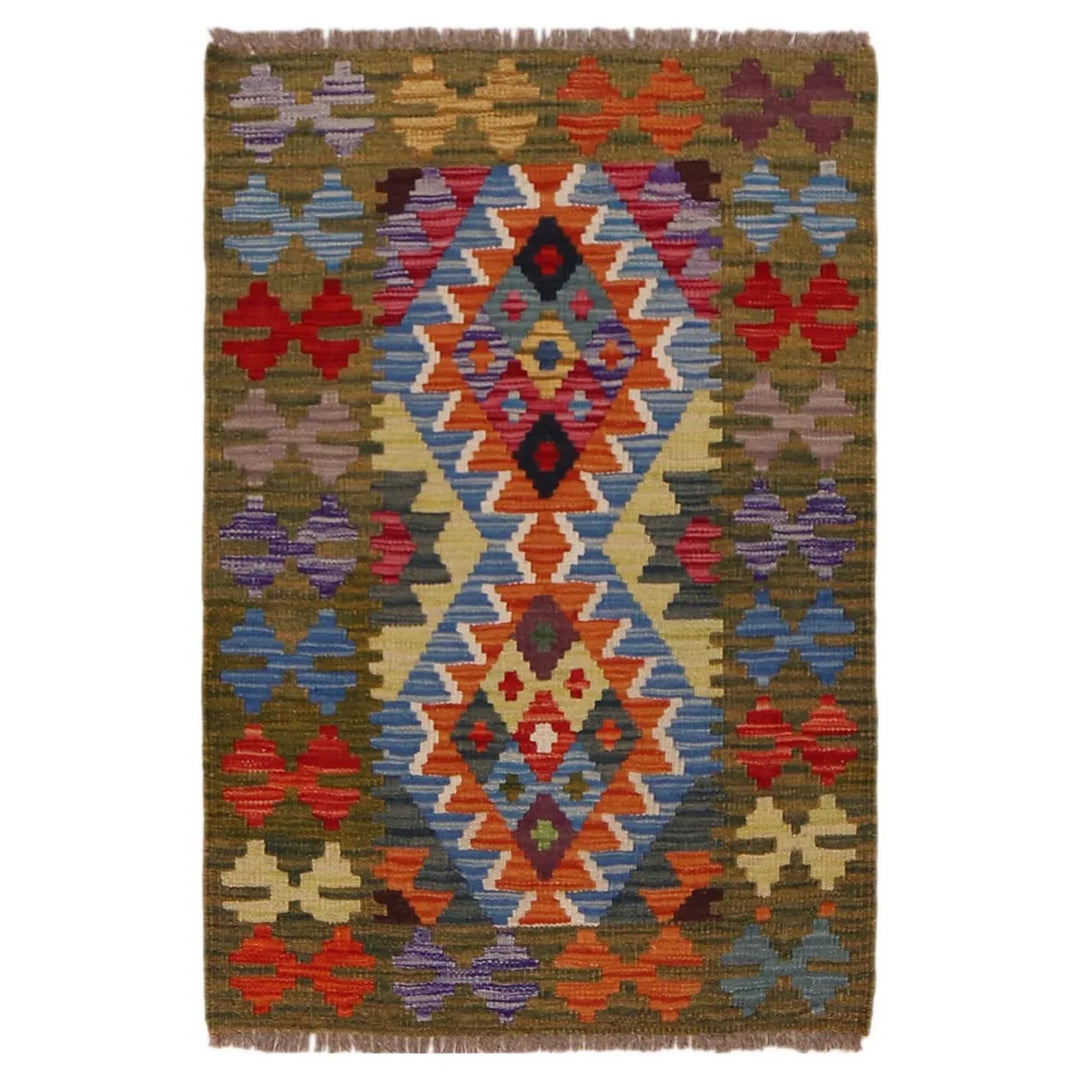 Afghan Kilim Rug 2' 2" x 3' 2" Flat-Weave | No. AL76959