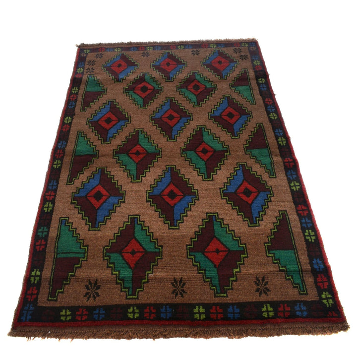 Afghan Baluchi Rug 3' 10" x 6' 3" Hand-Knotted | No. AL76973