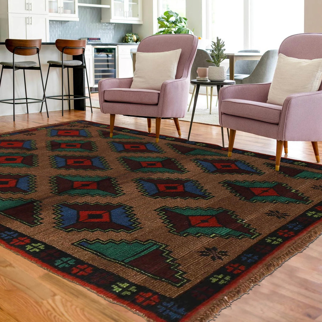 Afghan Baluchi Rug 3' 10" x 6' 3" Hand-Knotted | No. AL76973