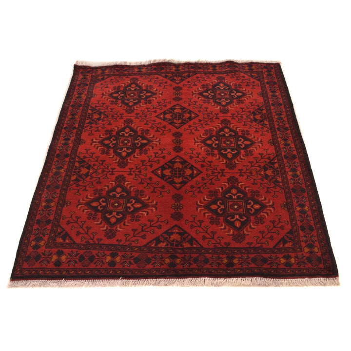 Red Afghan Khal Mohammadi Rug 3' 4" x 4' 9" Hand-Knotted | No. AL76986