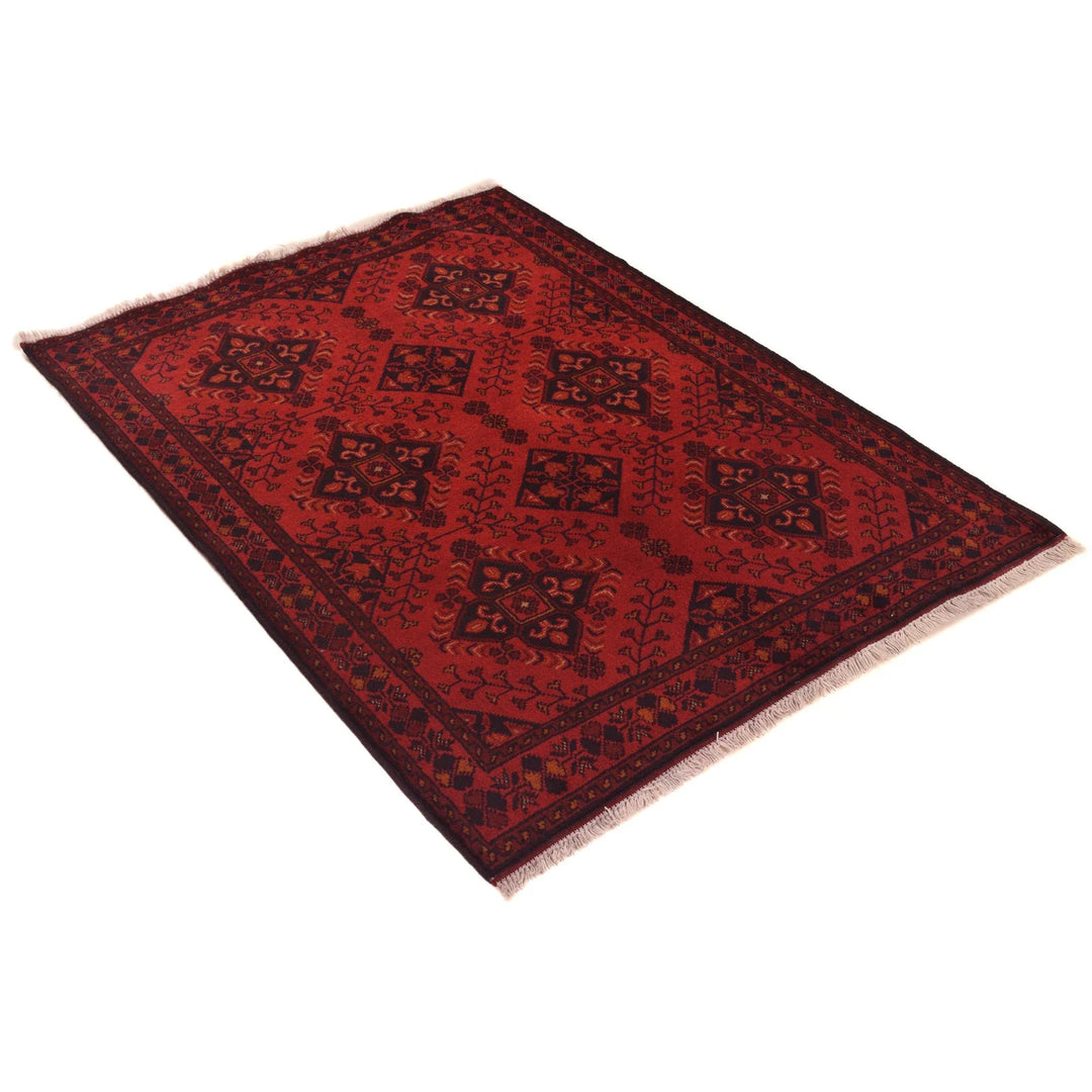 Red Afghan Khal Mohammadi Rug 3' 4" x 4' 9" Hand-Knotted | No. AL76986