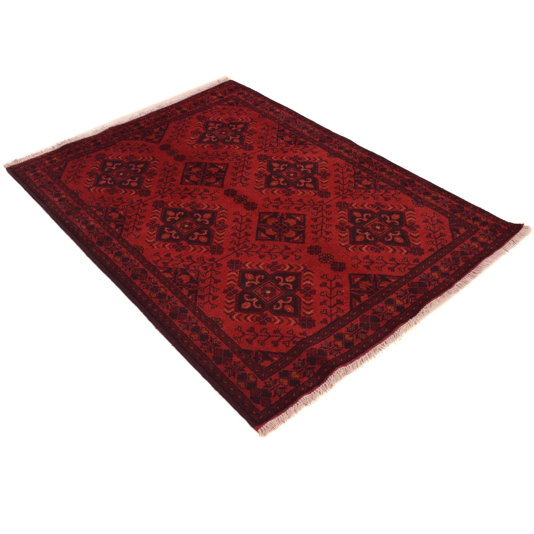 Red Afghan Khal Mohammadi Rug 3' 4" x 4' 9" Hand-Knotted | No. AL76986
