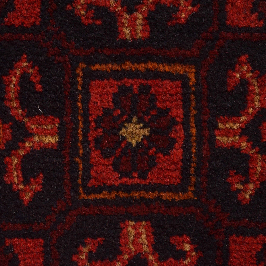 Red Afghan Khal Mohammadi Rug 3' 4" x 4' 9" Hand-Knotted | No. AL76986