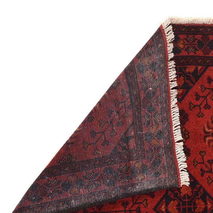Red Afghan Khal Mohammadi Rug 3' 4" x 4' 9" Hand-Knotted | No. AL76986