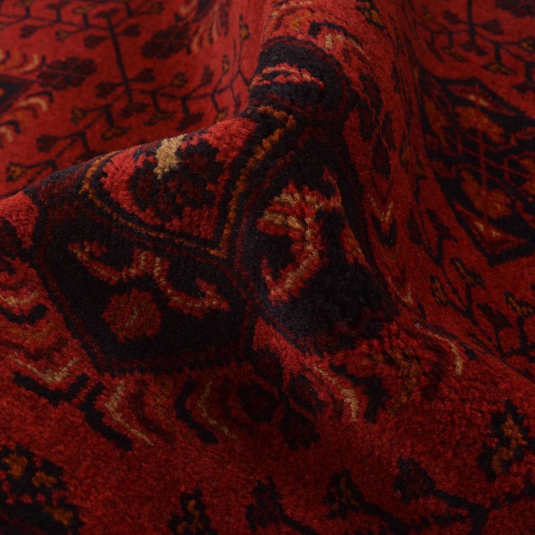 Red Afghan Khal Mohammadi Rug 3' 4" x 4' 9" Hand-Knotted | No. AL76986