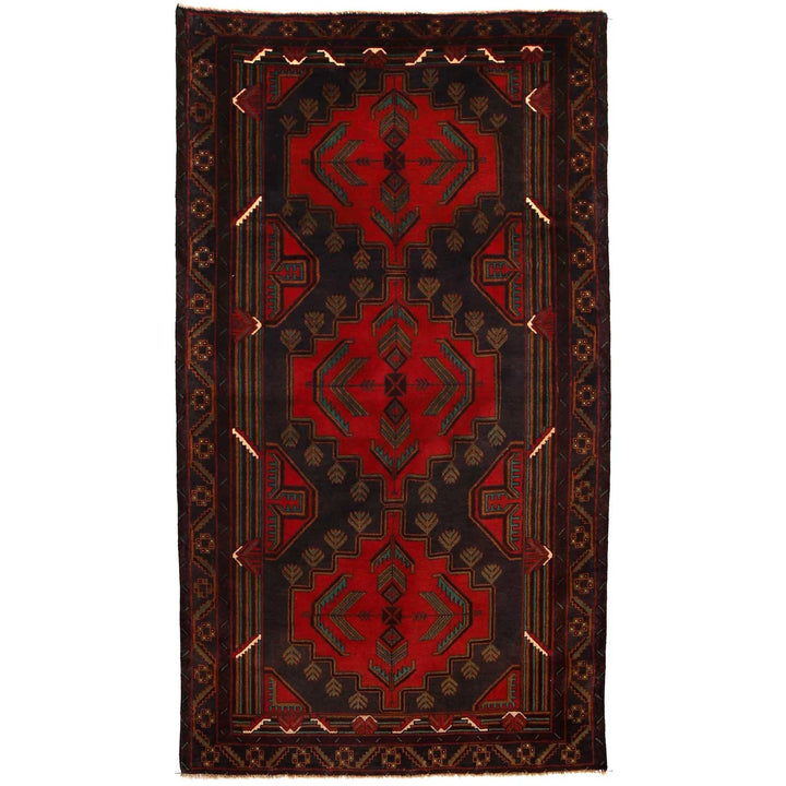 Afghan Baluchi Rug 3' 7" x 6' 9" Hand-Knotted | No. AL77035