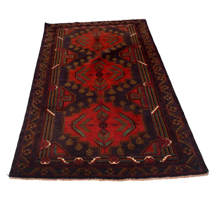 Afghan Baluchi Rug 3' 7" x 6' 9" Hand-Knotted | No. AL77035