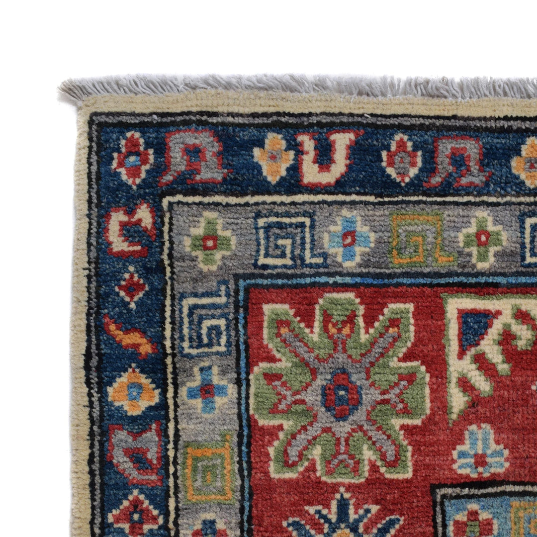 Beige Afghan Kazak Rug 6' 9" x 10' 5" Hand-Knotted | No. AL77048