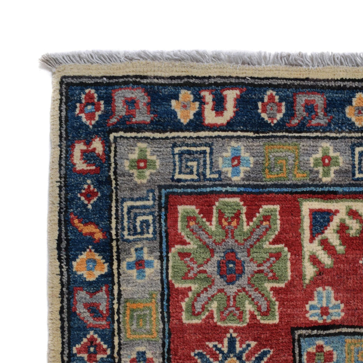 Beige Afghan Kazak Rug 6' 9" x 10' 5" Hand-Knotted | No. AL77048