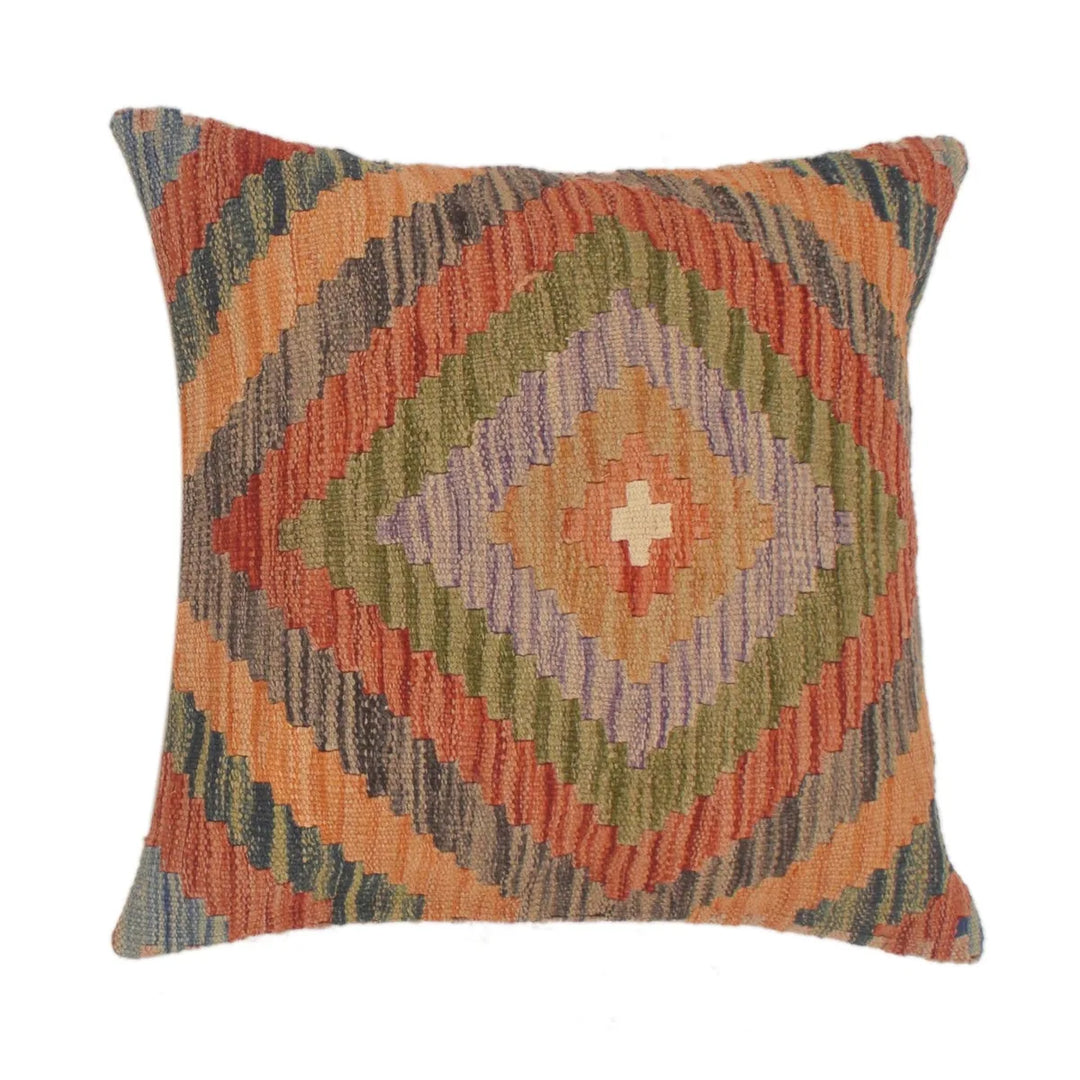 Afghan Kilim Cushion Cover 1' 7" x 1' 7" Flat-Weave | No. AL77068