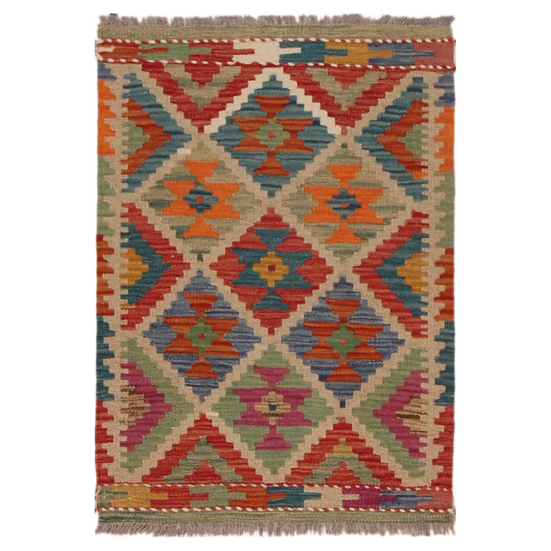 Afghan Kilim Rug 2' 0" x 2' 10" Flat-Weave | No. AL77117